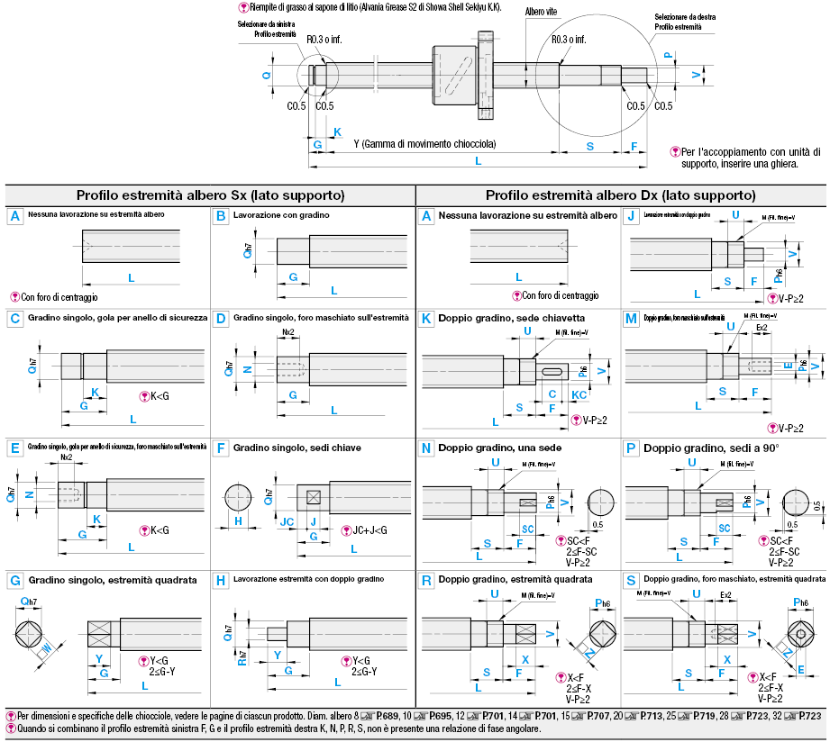 Viti a ricircolo di sfere rullate/Estremità albero configurabili/Chiocciole standard:Immagine relativa