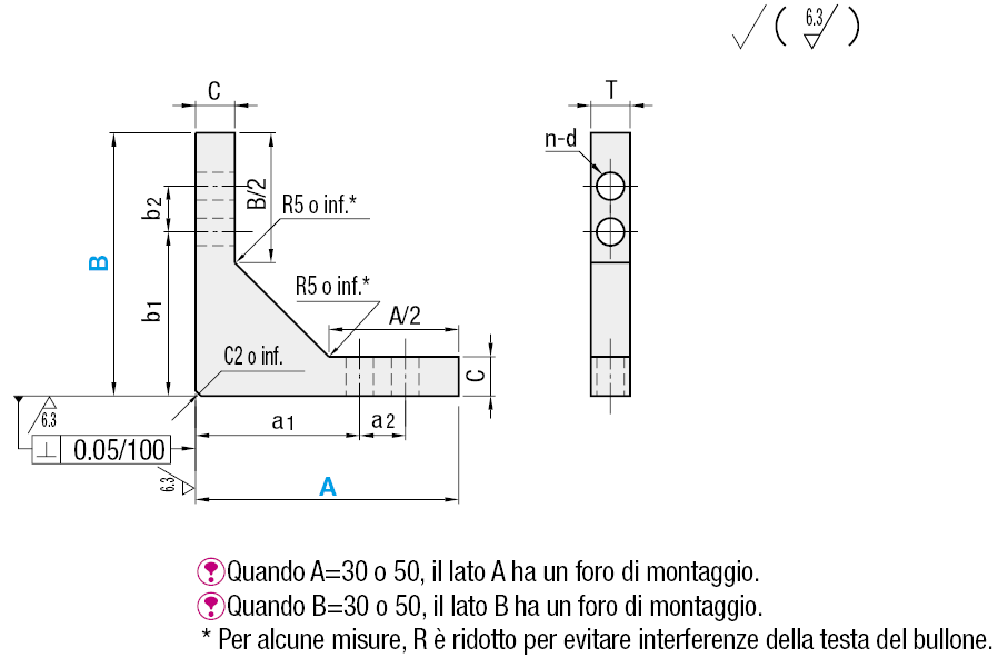 Fazzoletti economici/Microfusione/Fori passanti/Posizione fori fissa:Immagine relativa