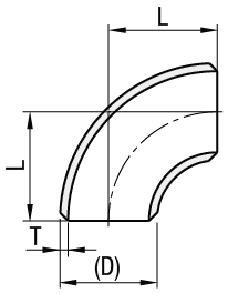 Raccordi per tubi con saldatura di testa/Gomito a 90°/corti:Immagine relativa