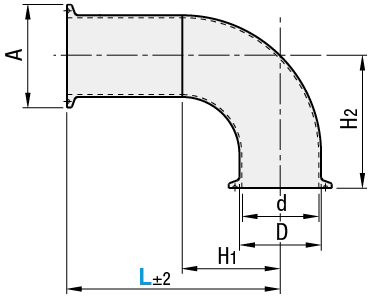 Tubi sanitari con saldatura/Standard/virola x gomito a 90°:Immagine relativa