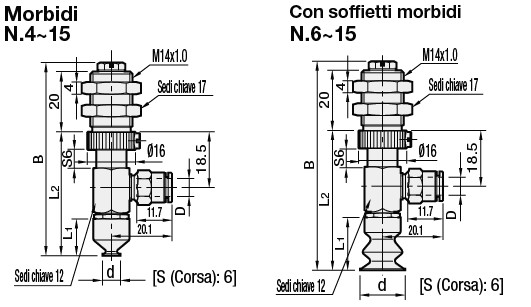 Raccordi del vuoto/Morbidi/Con soffietti morbidi/a molla/a L:Immagine relativa