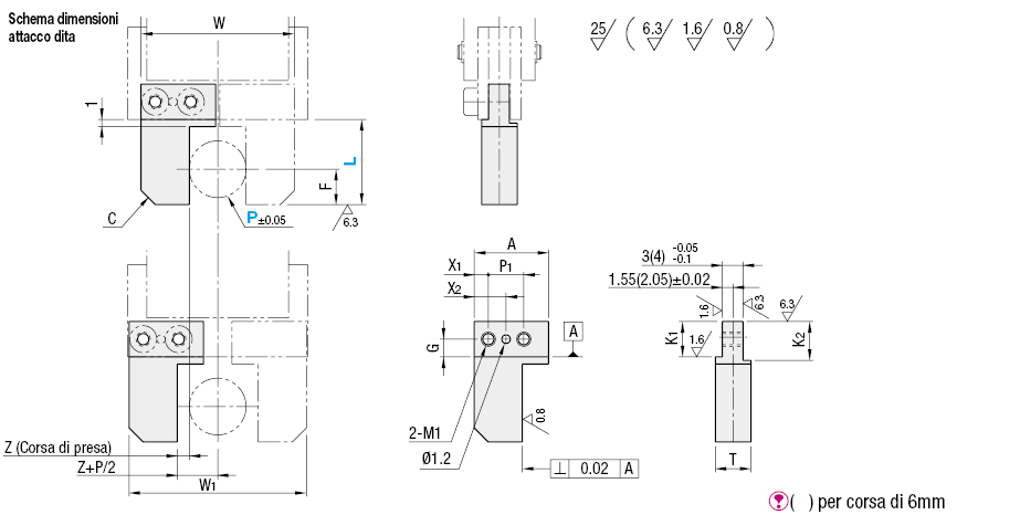 Dita di presa per pinze pneumatiche/Attacco diretto/piatte:Immagine relativa