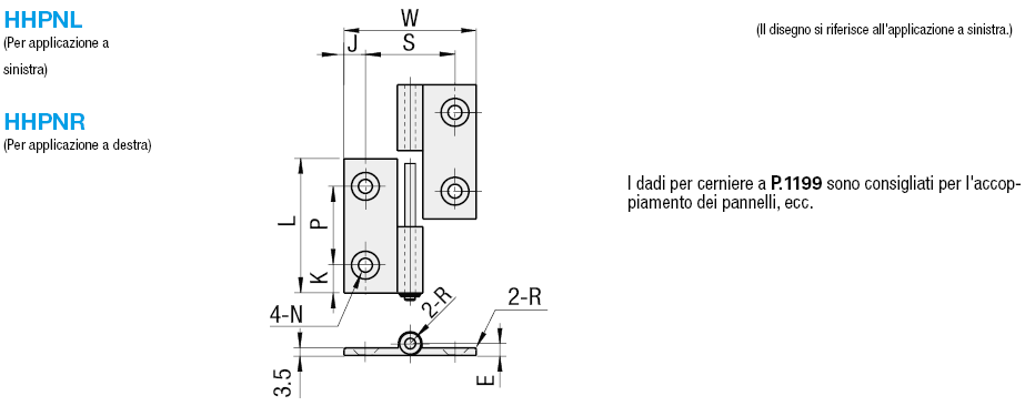 Cerniere sfilabili (In alluminio):Immagine relativa