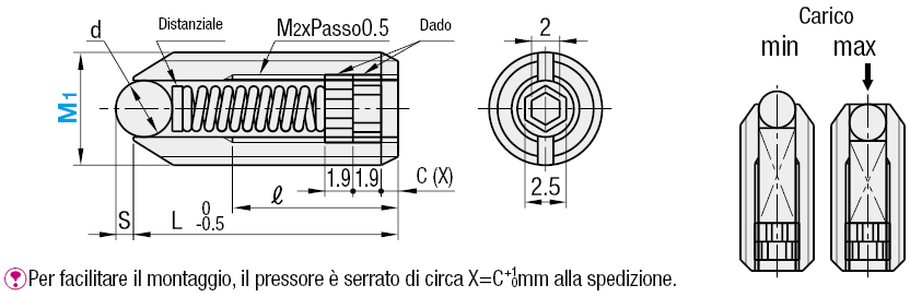 Pressori a sfera/Carico regolabile:Immagine relativa