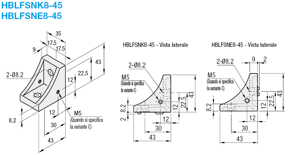 Serie 8-45/Staffe invertibili con aletta su un lato:Immagine relativa