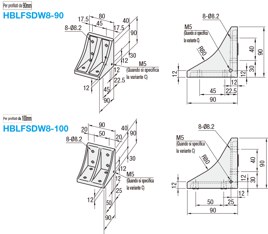 Serie 8-45/Staffe con aletta/Per 2 cave:Immagine relativa