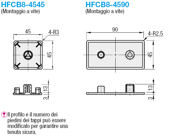 Serie 8-45/Tappi per profilati/Fissaggio a vite:Immagine relativa