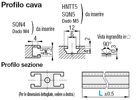 Larghezza cava 6mm/Profilati in alluminio piatti:Immagine relativa