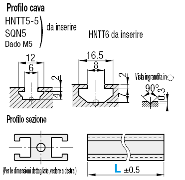 Larghezza cava 8mm/Profilati in alluminio piatti:Immagine relativa