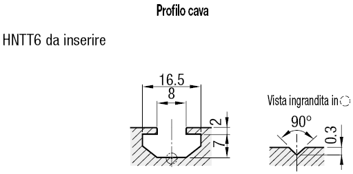 Larghezza cava 8mm/Profilati in alluminio piatti/Con spallamento:Immagine relativa