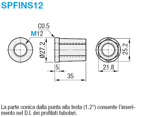 Rivetti filettati per profilati tubolari in acciaio inox:Immagine relativa