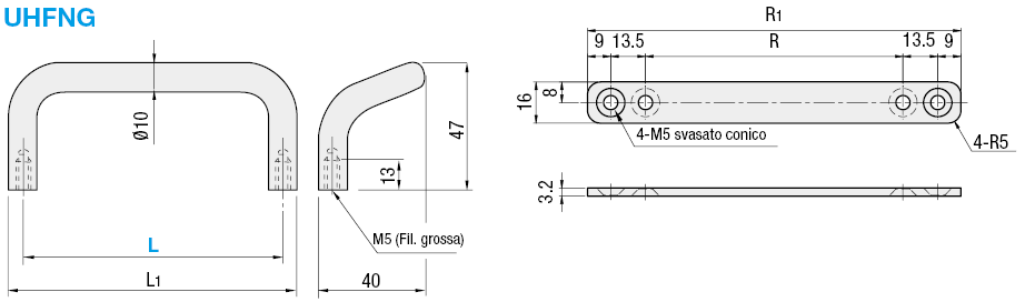 Maniglie con piastra/Offset:Immagine relativa