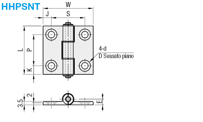 Cerniere in alluminio/Viti a testa extra bassa:Immagine relativa