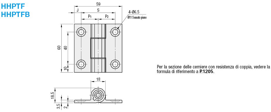 Cerniere con coppia resistente (coppia regolabile):Immagine relativa