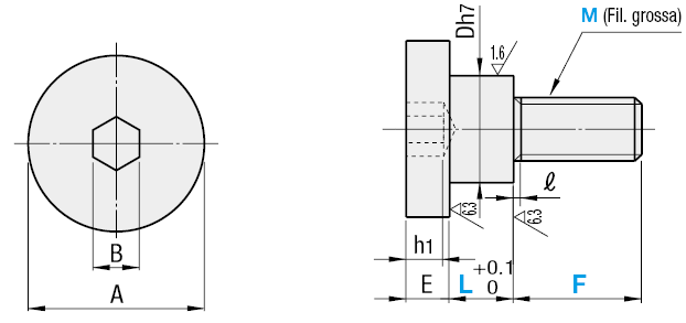 Viti con gradino/Testa bassa selezionabile:Immagine relativa