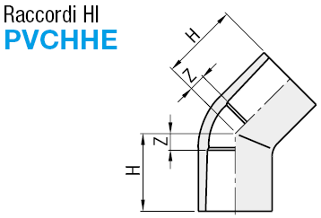 Raccordi in PVC H1 gomito a 45°:Immagine relativa