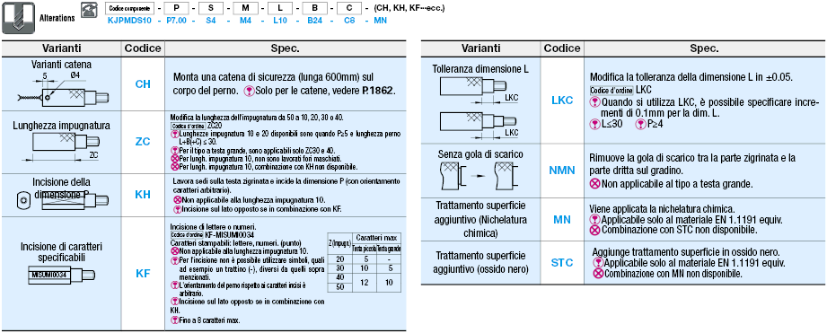 Perni scanalati per maschere di controllo/Filettatura dritta con gradino/2 gradini:Immagine relativa