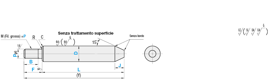 Conicità su un lato/Maschiatura sull'altro/Gradino e maschiatura/Filettatura:Immagine relativa