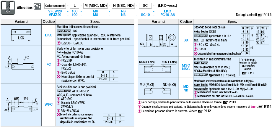 Di precisione/Maschiatura sui due lati/Maschiatura sui due lati con sedi chiave:Immagine relativa