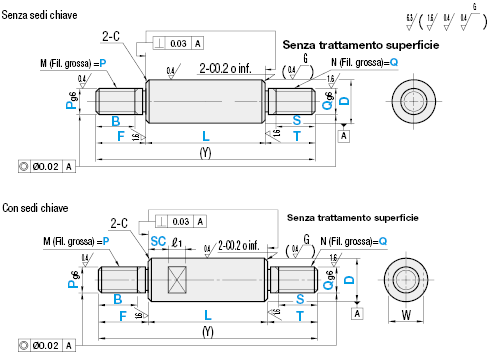 Di precisione/Filettatura sui due lati/Filettatura sui due lati con sedi chiave:Immagine relativa