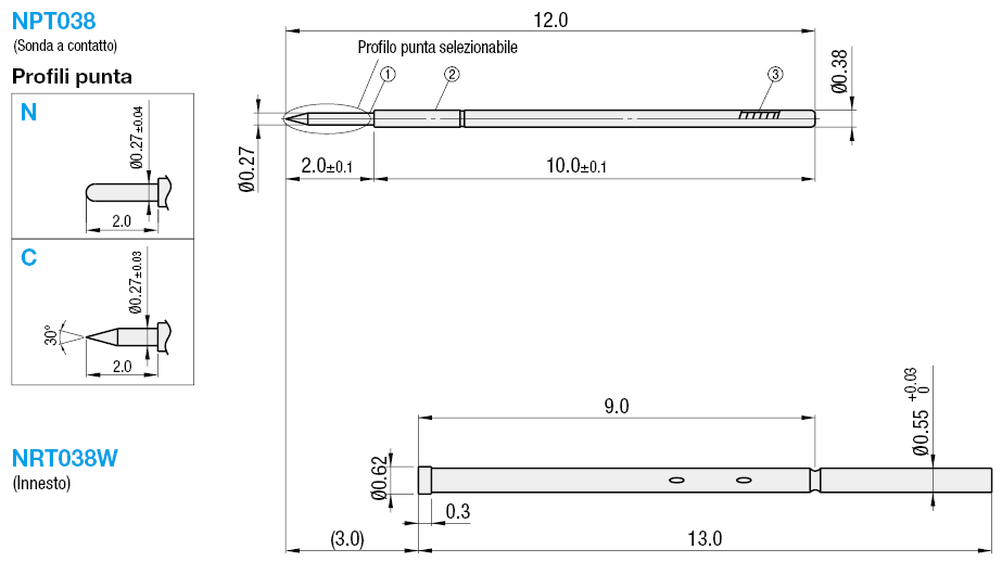 [Economiche] Sonde a contatto serie NPT038/NRT038W:Immagine relativa