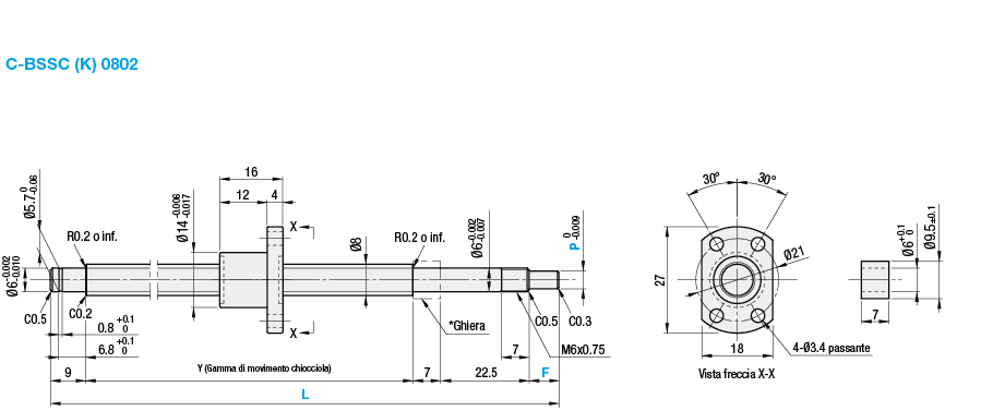 [Prodotto economico] Viti a ricircolo di sfere rullate/Diam. albero 8/passo 2:Immagine relativa