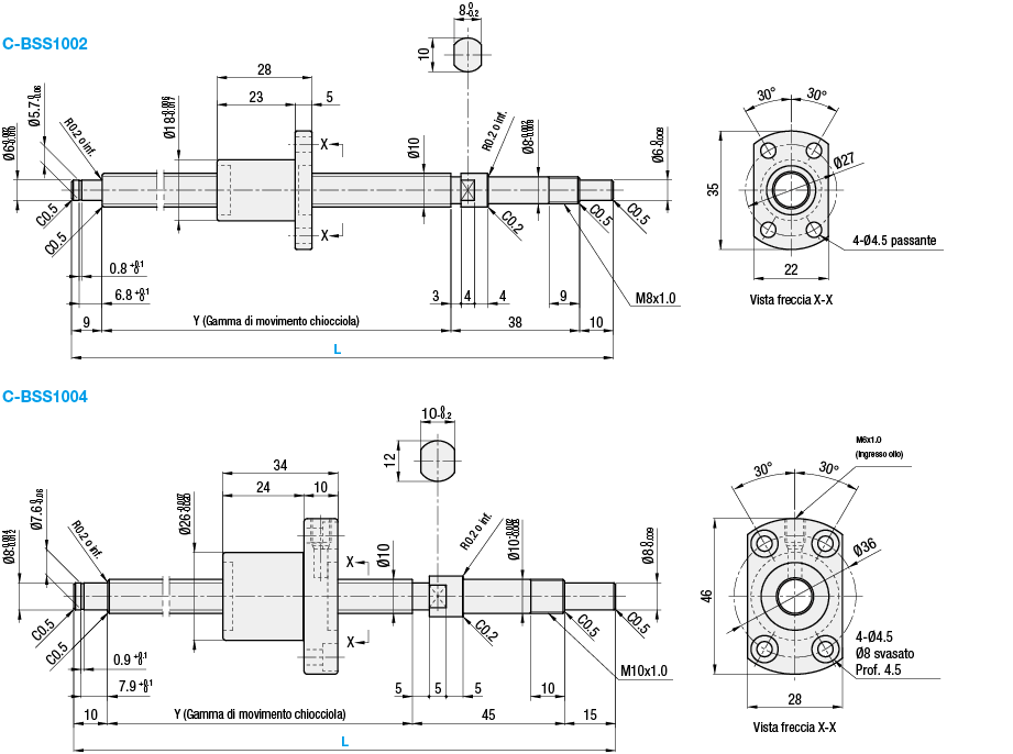 Viti a ricircolo Gr. di precisione/Diam. albero 10/pas.2/4/Prod. econo./Conf. DIN69051:Immagine relativa