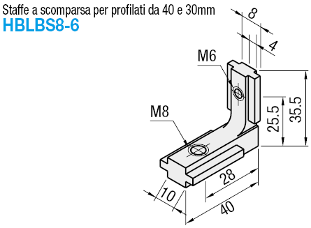 Serie 8/Staffe a scomparsa per misure profilato diverse:Immagine relativa