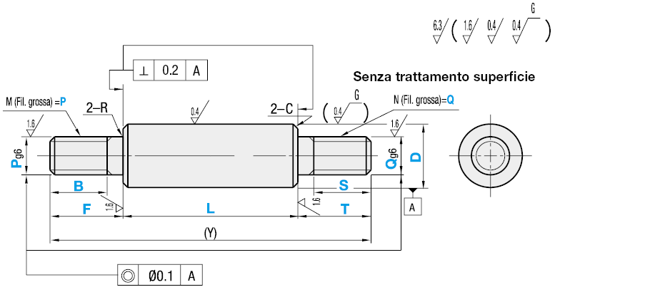 Filettatura sui due lati:Immagine relativa