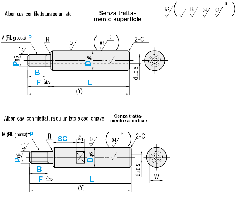 Cavi con sedi chiave/Filettatura su un lato:Immagine relativa