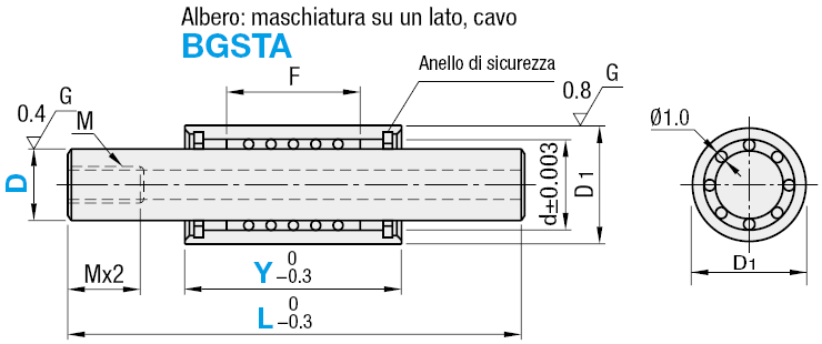 Kit guide a sfere in miniatura/Con anello di sicurezza:Immagine relativa