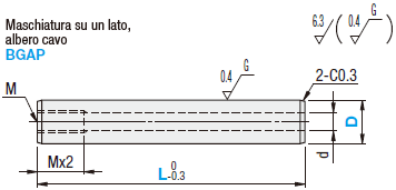 Alberi per guide a sfere in miniatura/Lavorati su un lato/Maschiatura sull'altro cavi:Immagine relativa