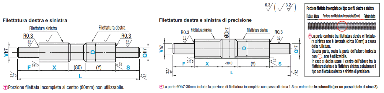 Viti di trasmissione/Filettatura destra e sinistra/centro h7/gradino sui due lati:Immagine relativa