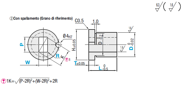 Boccole per componenti di controllo/Quadrate/con spallamento:Immagine relativa