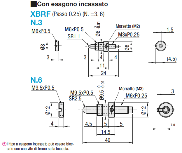 [Di precisione]Vite senza fine, esagono incassato (Passo 0.25):Immagine relativa