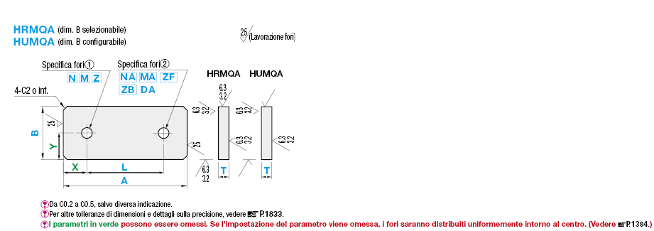 Piastre di montaggio a barra piatta/Staffe/Dimensione B configurabile:Immagine relativa