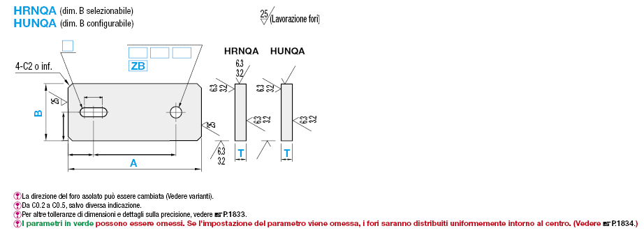 Piastre di montaggio a barra piatta/Staffe/Dimensione B configurabile:Immagine relativa