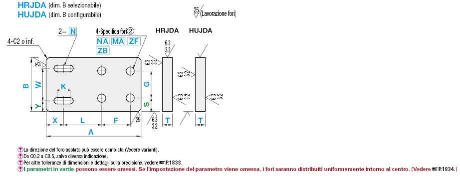 Piastre di montaggio a barra piatta/Staffe/Dimensione B configurabile:Immagine relativa