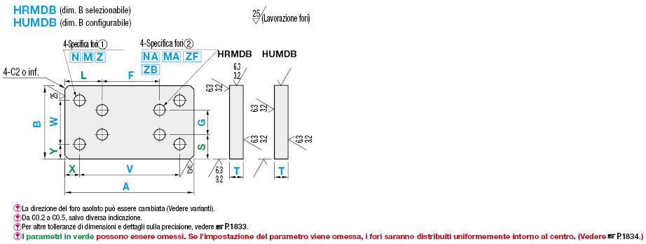 Piastre di montaggio a barra piatta/Staffe/Dimensione B configurabile:Immagine relativa