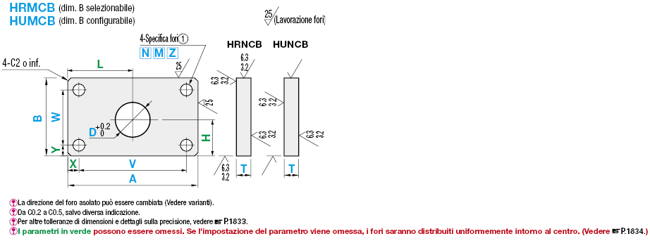 Piastre di montaggio a barra piatta/Staffe/Dimensione B configurabile:Immagine relativa