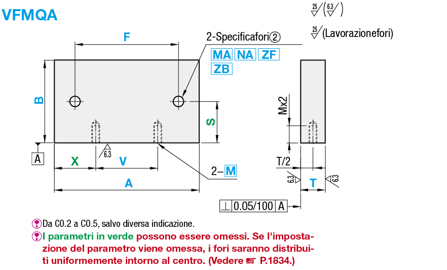 Piastre di montaggio fresate sui 6 lati/Staffe/Fori laterali:Immagine relativa