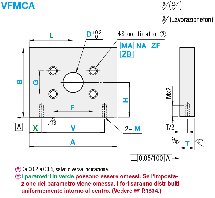 Piastre di montaggio fresate sui 6 lati/Staffe/Fori laterali:Immagine relativa