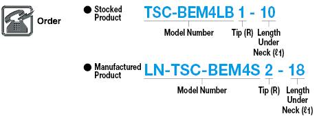 TSC series carbide long neck ball end mill, 4-flute / long neck model:Related Image