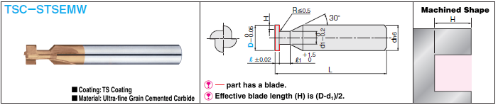 Mola da taglio con scanalatura a T al carburo rivestito TS 4 scanalature/Quadrato: Immagine correlata