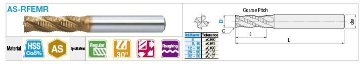 AS Coated High-Speed Steel Roughing End Mill, Regular, Center Cut:Related Image