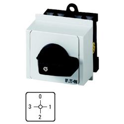 Selettore amperometro, contatti: 4, 20 A, 2 convertitori, piastra frontale: 3-0-1-2, 90°, mantenuto, montaggio a filo