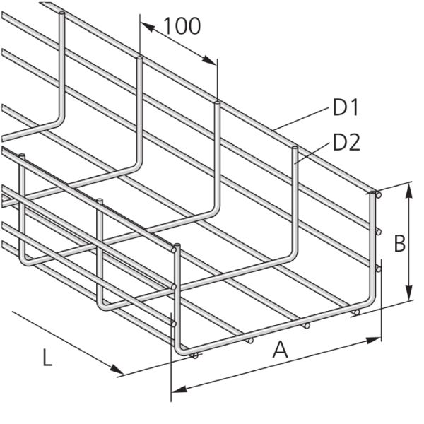 Passerella a Griglia, Forma a U, Altezza 110 mm