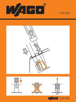 Etichette adesive con istruzioni operative, per morsettiere modulari con cablaggio anteriore, design ad angolo serie 280 e 281, da 780 a 784