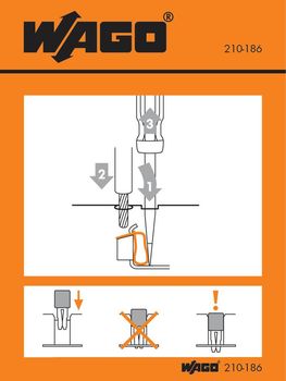 Etichette adesive con istruzioni operative, per morsettiere modulari con cablaggio anteriore, serie da 279 a 285