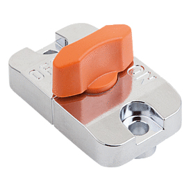 Morsetto scorrevole per fori asolati, pomolo arancione (K1070)
